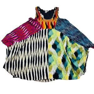 Vasna Desire Artsy Art To Wear Lagenlook Multicolor Asymmetrical Top Women's XL